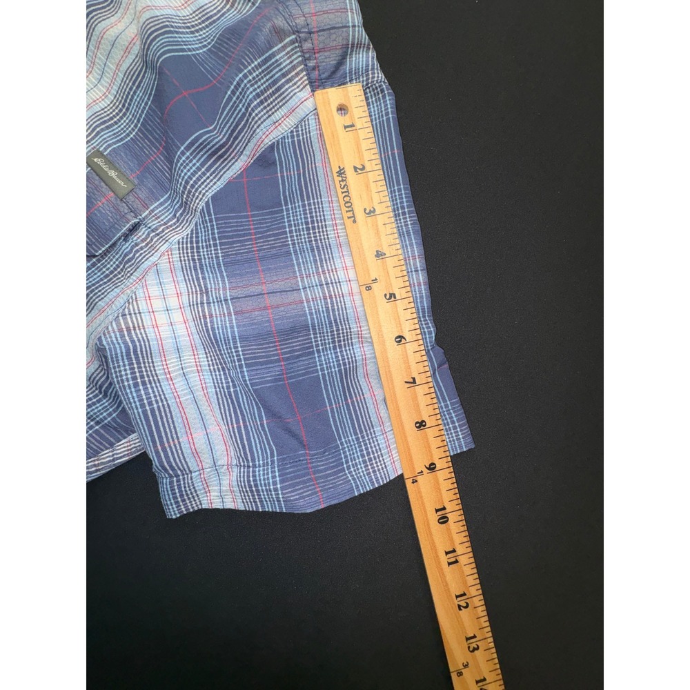 Eddie Bauer Blue Plaid Short Sleeve Hiking Shirt Mesh Lined Mens Medium 11921750 - Picture 9 of 10
